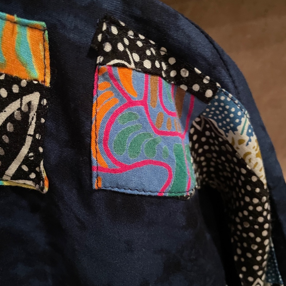 NWOT Kimono Patchwork Jacket Copper Buttons Art t… - image 6